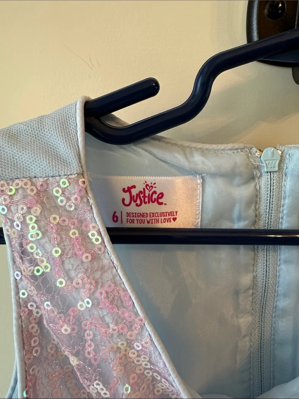 Justice Pastel Pink & Light Blue Tulle Party Dress size 6